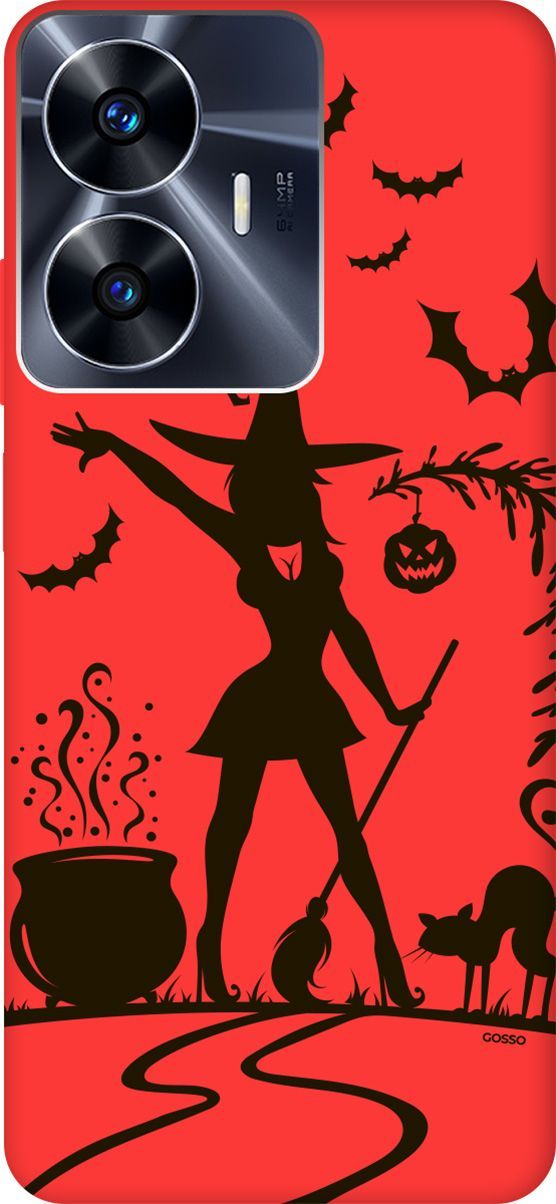 

Чехол на Realme C55 "Witch and Boiler" красный, Красный;черный, 159510