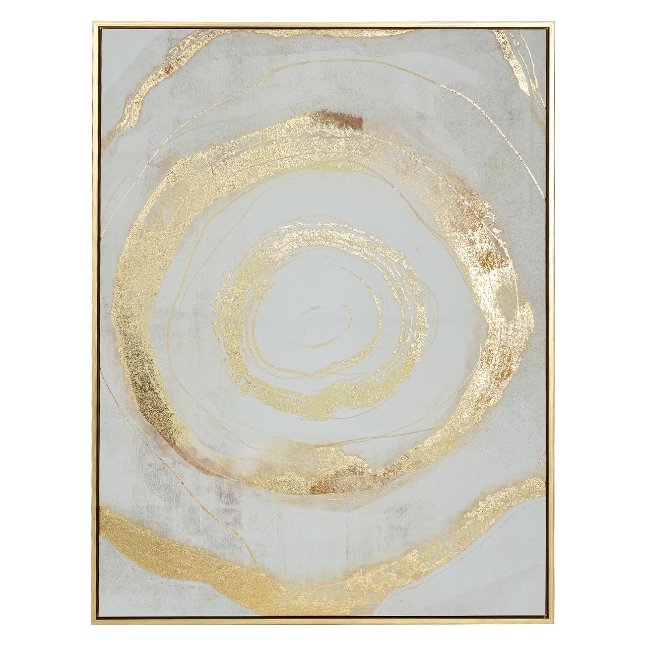 

Картина в раме, 75x100 см, xолст/фольга, золотисто-бежевая, Круги, Abstract