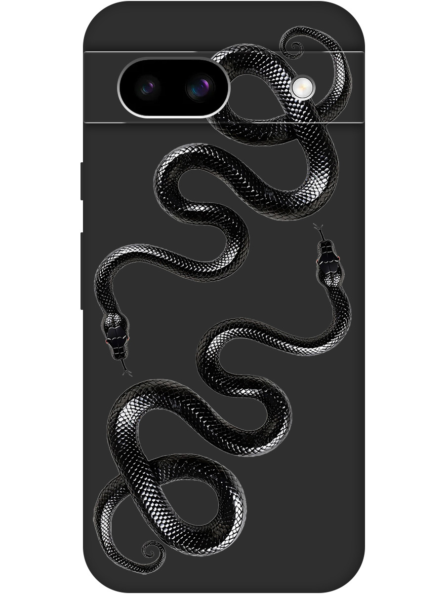 

Силиконовый чехол на Google Pixel 8a с принтом "Черные мамбы" матовый черный, 784809113