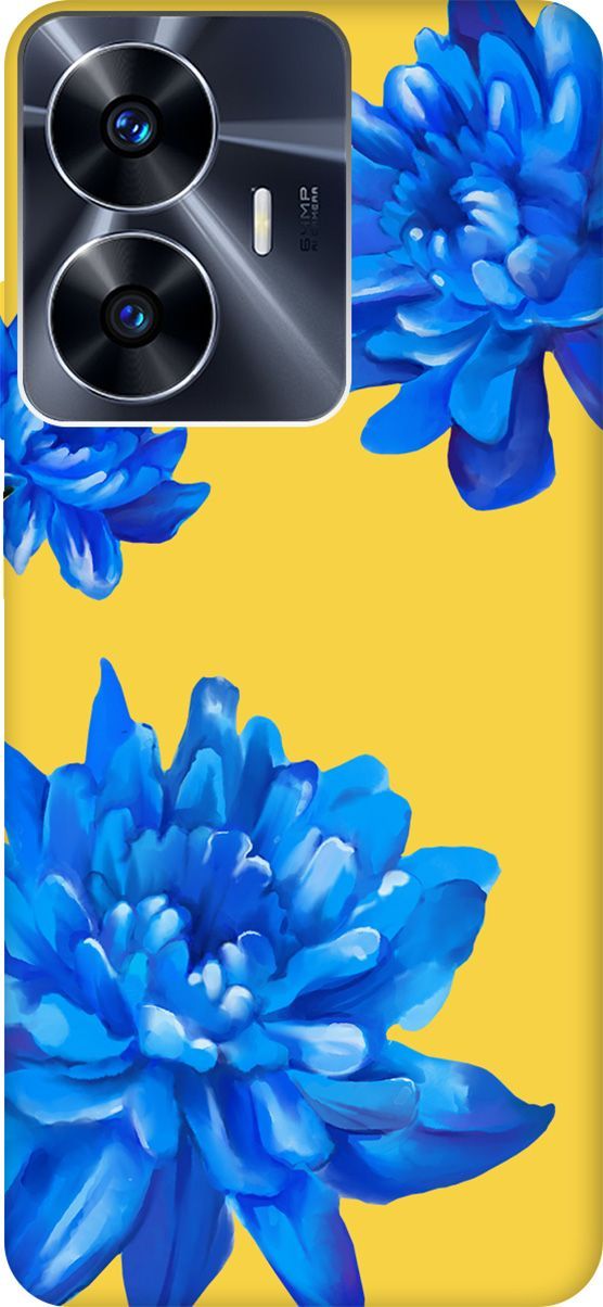 

Чехол на Realme C55 "Amazing Asters" желтый, Желтый;голубой, 159511