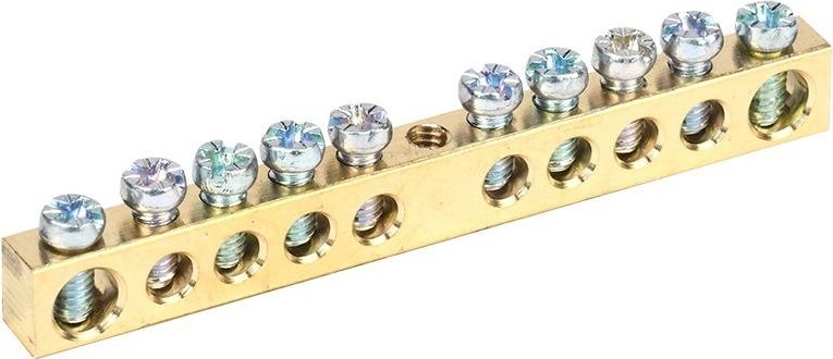 фото Шина pen земля-ноль rexant 6x9 мм 10/1 10 групп/крепеж по центру 11-2359