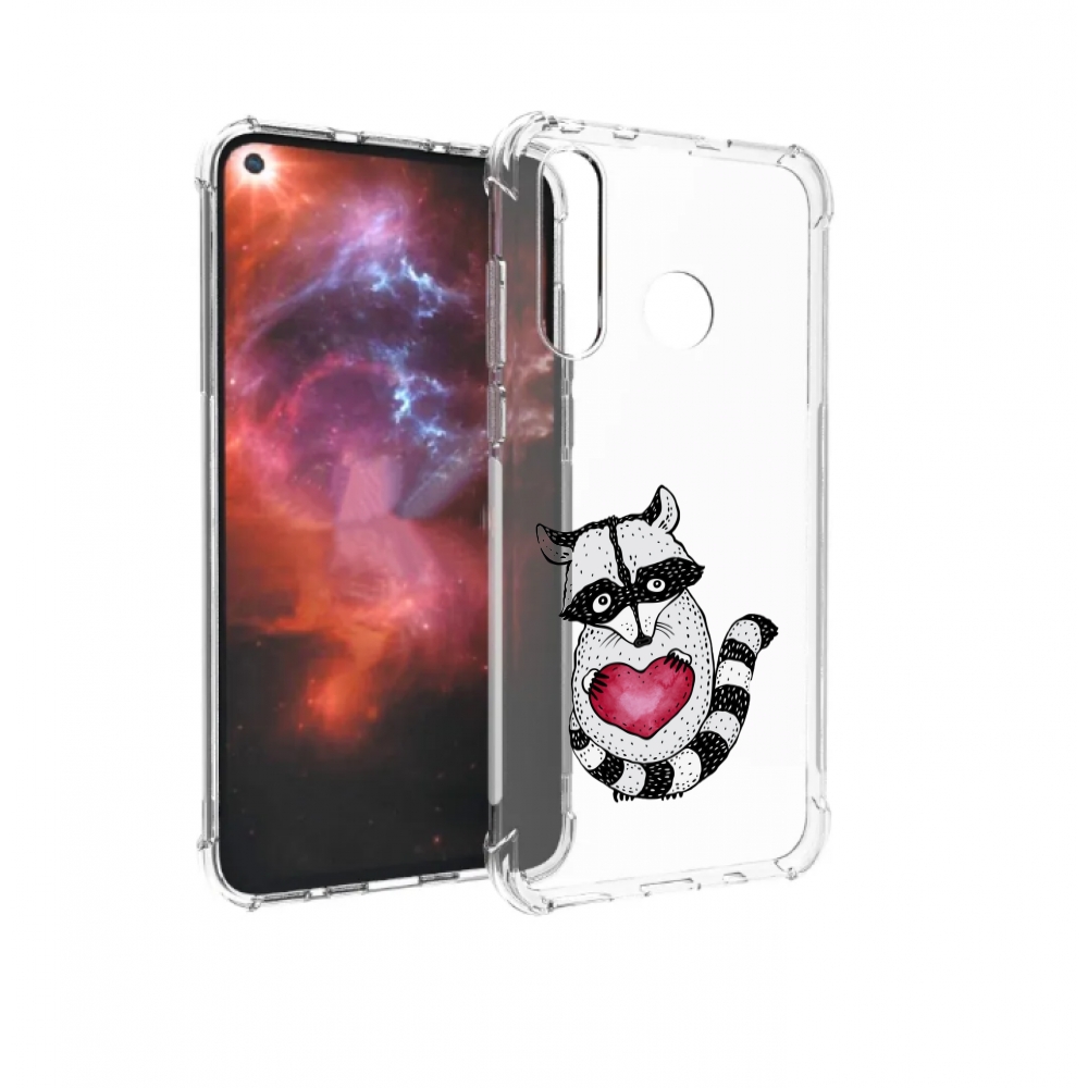 

Чехол бампер MyPads Енот с сердечком для Huawei Nova 4 противоуд, Прозрачный, Tocco