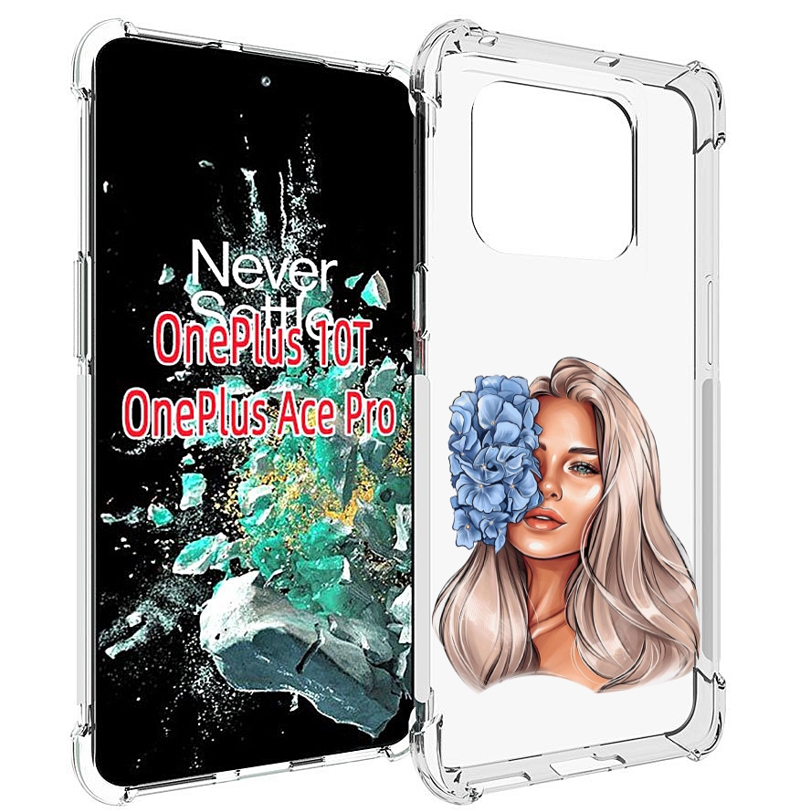 

Чехол MyPads блондинка-с-голубыми-цветами женский для OnePlus 10T, Прозрачный, Tocco