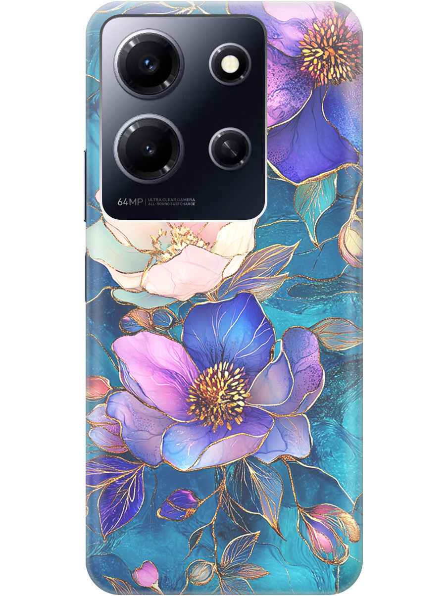 

Силиконовый чехол на Infinix Note 30i с принтом "Фиолетовые цветы и листья", Прозрачный;белый;синий, 772564223