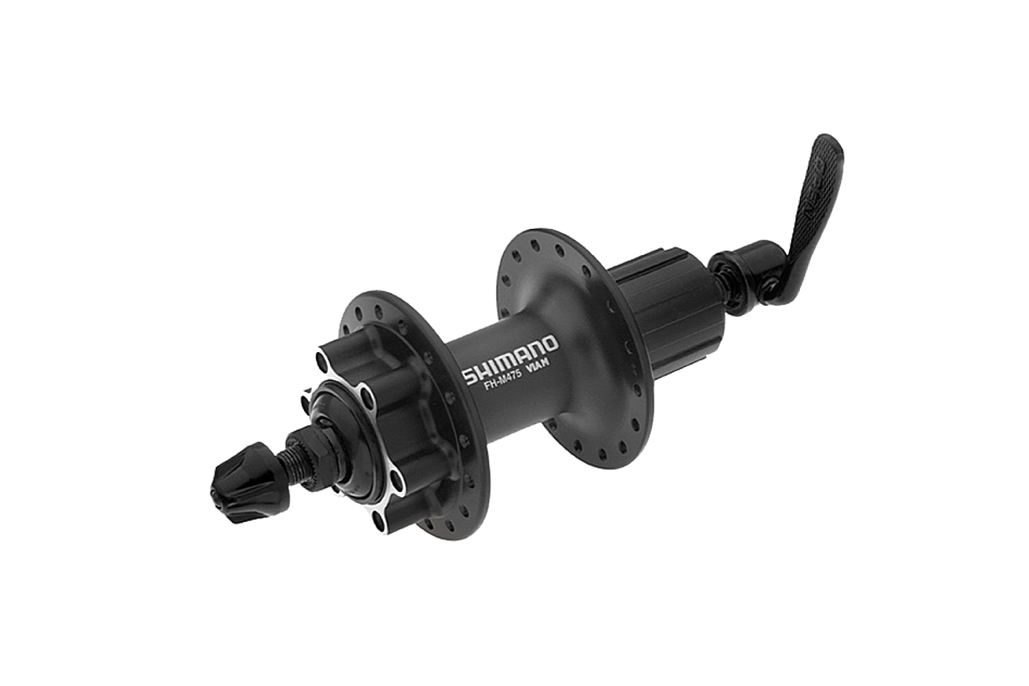 фото Shimano втулка задняя m475, 36 отв, 8/9 ск, 6-болт, qr 166мм, цвет черный