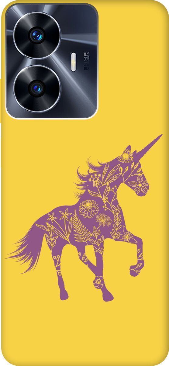 

Чехол на Realme C55 "Floral Unicorn" желтый, Желтый;фиолетовый, 159511