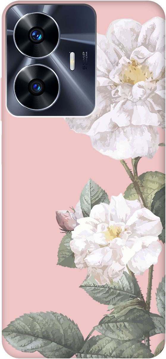 

Чехол на Realme C55 "White Rose" розовый, Розовый;черный, 159511