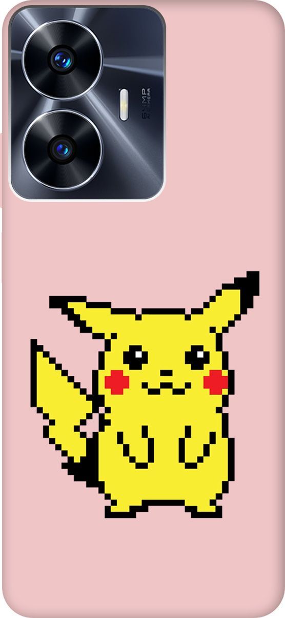 

Чехол на Realme C55 "Pixel Pikachu" розовый, Розовый;желтый, 159511