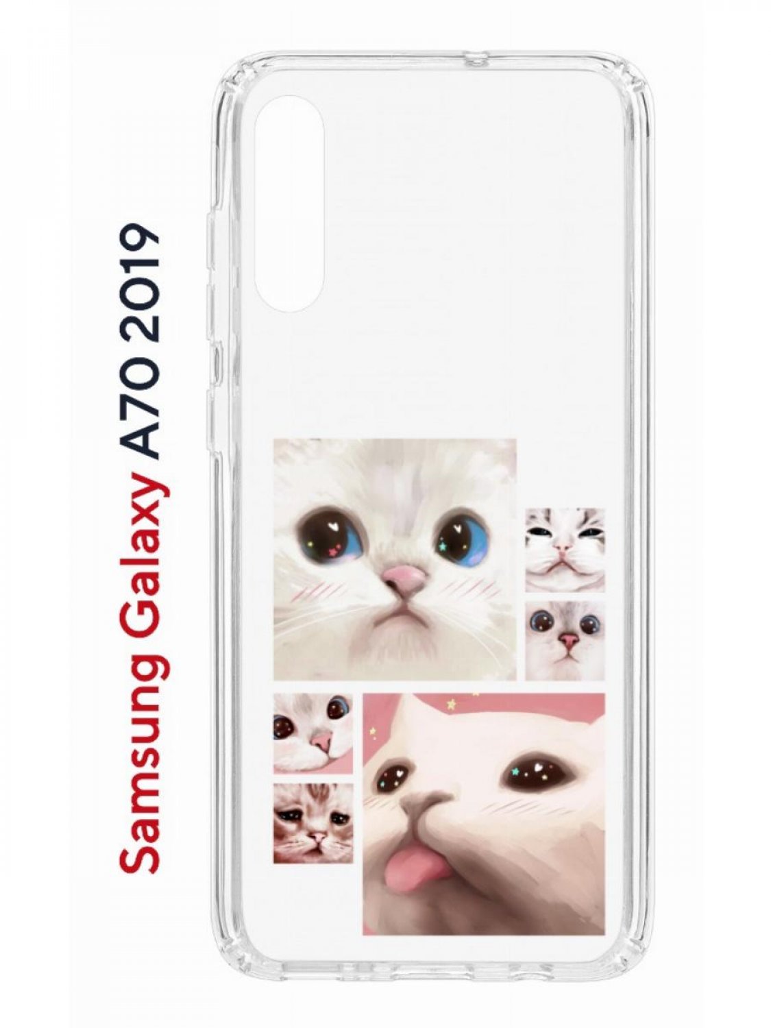 Чехол на Samsung A70 с принтом Kruche Print Коты,противоударный бампер,с защитой камеры