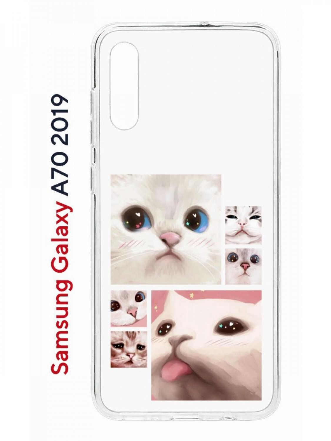 Чехол на Samsung Galaxy A70 Kruche Print Коты,противоударный силиконовый бампер с принтом