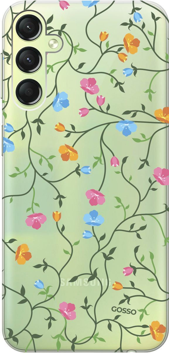 

Чехол на Samsung Galaxy A24 "Сurly Flowers" прозрачный, Прозрачный;голубой, 159520