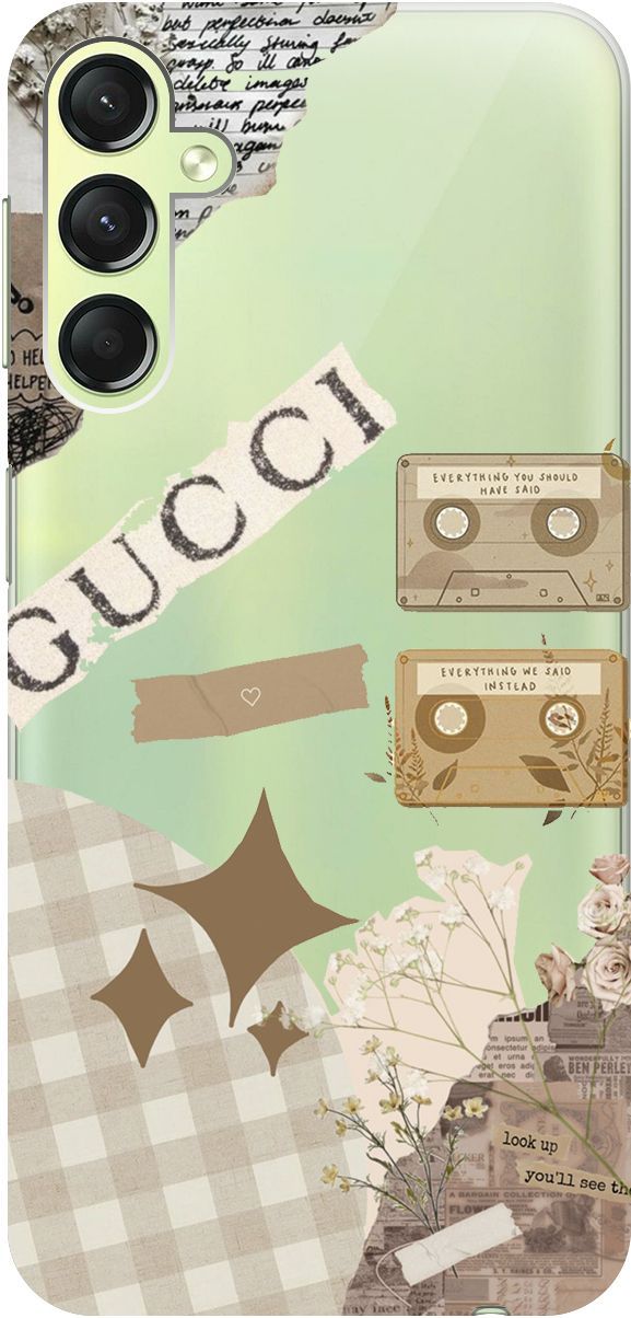 

Чехол на Samsung Galaxy A24 "GUCCI Stickers" прозрачный, Прозрачный;бежевый, 159521