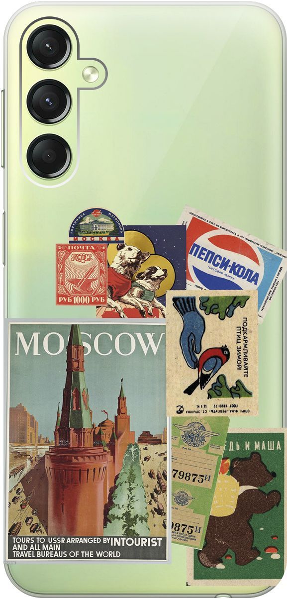 

Чехол на Samsung Galaxy A24 "Soviet Stickers" прозрачный, Прозрачный;голубой, 159521