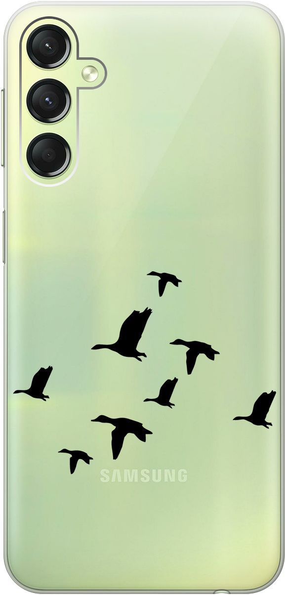 

Чехол на Samsung Galaxy A24 "Flock of Ducks" прозрачный, Прозрачный;черный, 159521