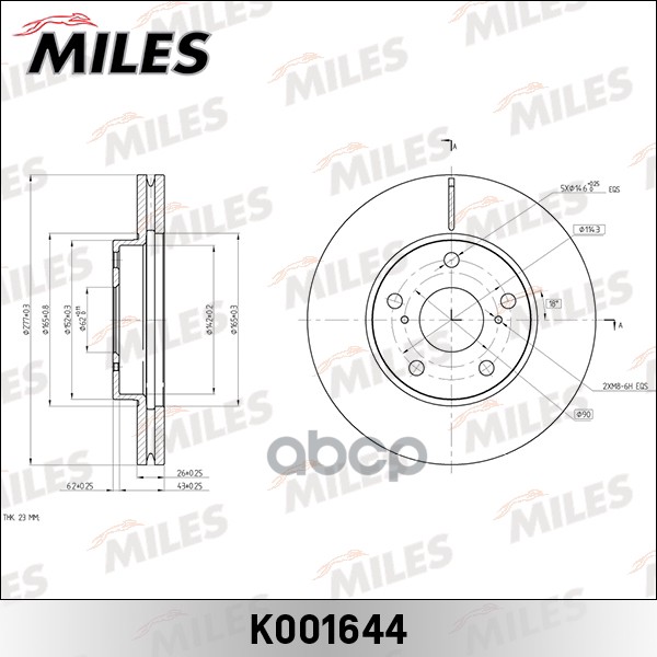 

Диск Тормозной Toyota Corolla, Auris 13- 277 Х 26 Miles Miles арт. K001644