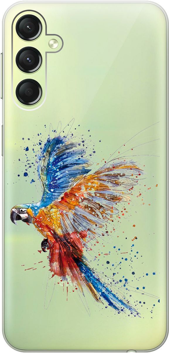 

Чехол на Samsung Galaxy A24 "Colorful Parrot" прозрачный, Прозрачный;голубой, 159521