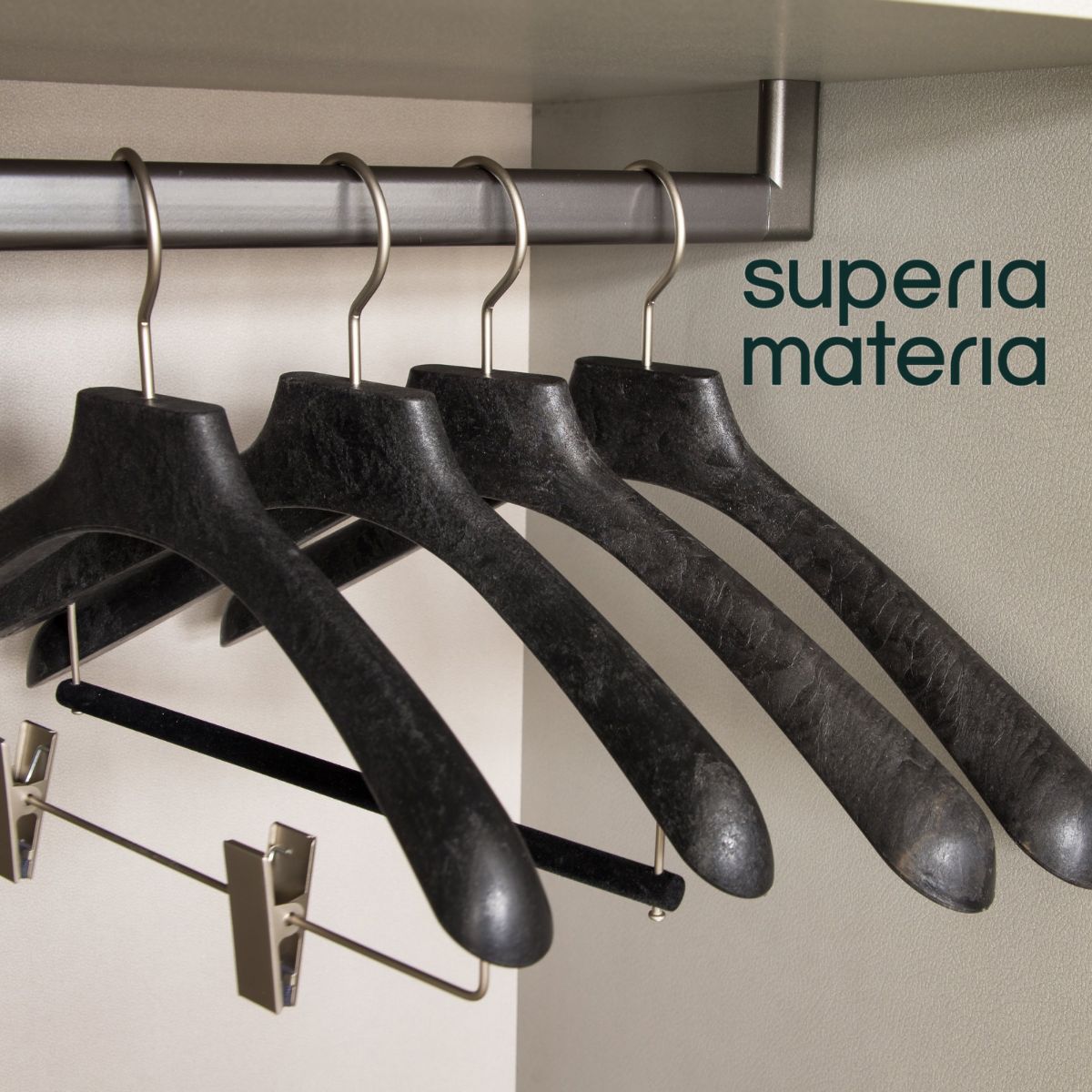 

Вешалка-плечики Superia Materia 45см, 10 шт, черные, Черный, SMA02