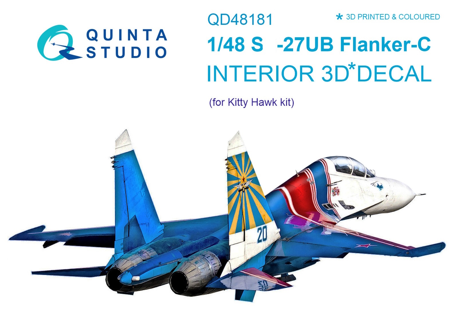 

QD48181 3D Декаль интерьера кабины Су-27УБ для модели KittyHawk, Цветной
