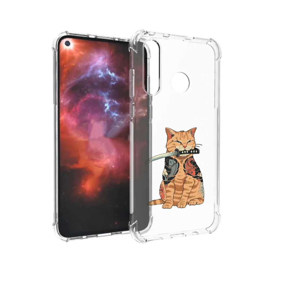 

Чехол бампер MyPads кот-с-катаной для Huawei Nova 4 противоударный, Прозрачный, Tocco