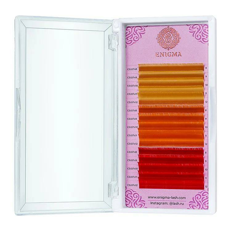 

Ресницы Enigma цветные 0,07 C 8-12 мм Spicy citrus 15 линий, Красный