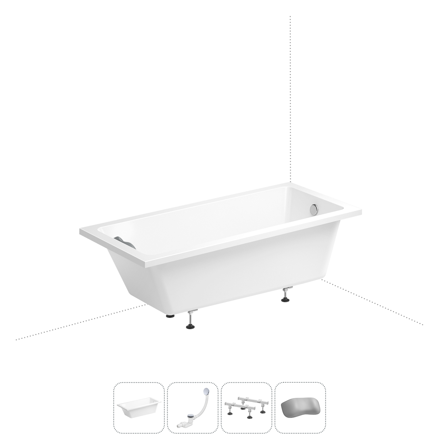 

Акриловая ванна 165х80 см Wellsee FreeDom 20212758R, в наборе 4 в 1, Белый, Bath.FreeDom_ветка_B
