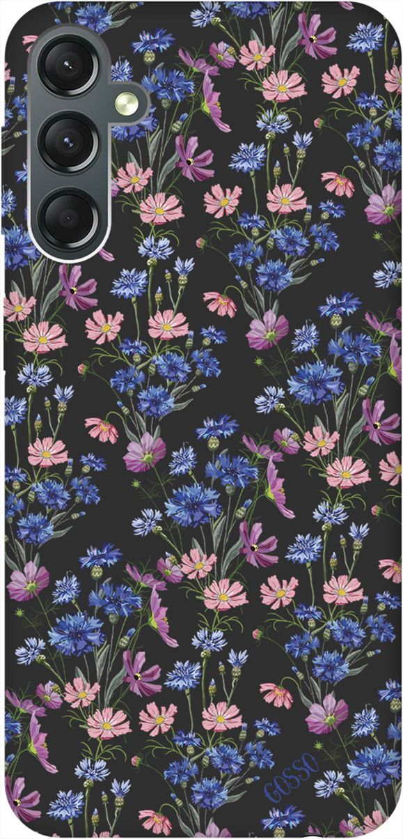 

Чехол на Samsung Galaxy A24 "Lovely Cornflowers" черный, Черный;голубой, 159523