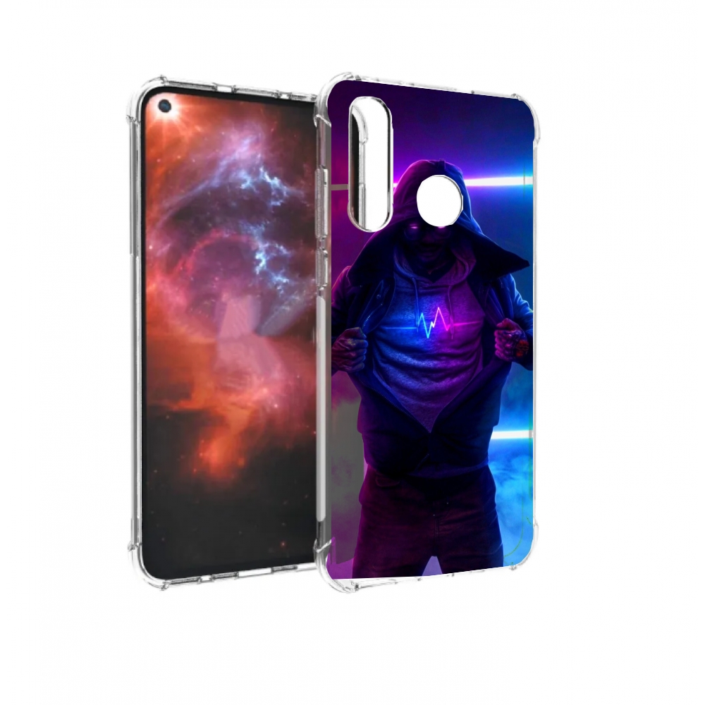 

Чехол бампер MyPads парень в капюшоне неоновый для Huawei Nova 4, Прозрачный, Tocco