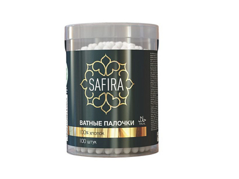 Ватные палочки SAFIRA Halal, в стакане, 100 шт