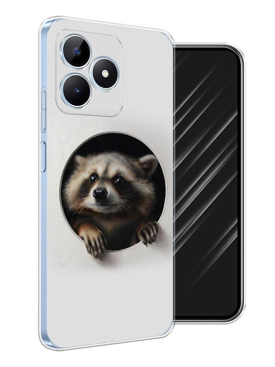 

Чехол Awog на Realme C60 "Любопытный енот", Коричневый;черный;белый, 2516550-1