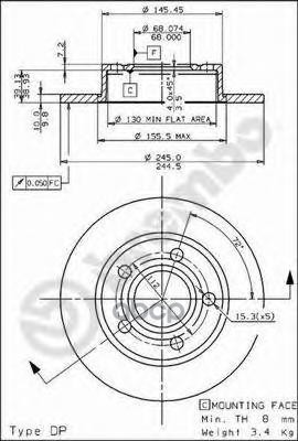 

Диск тормозной задний 245mm brembo 08577510, Диск тормозной задний 245mm brembo 08577510 brembo 08577510
