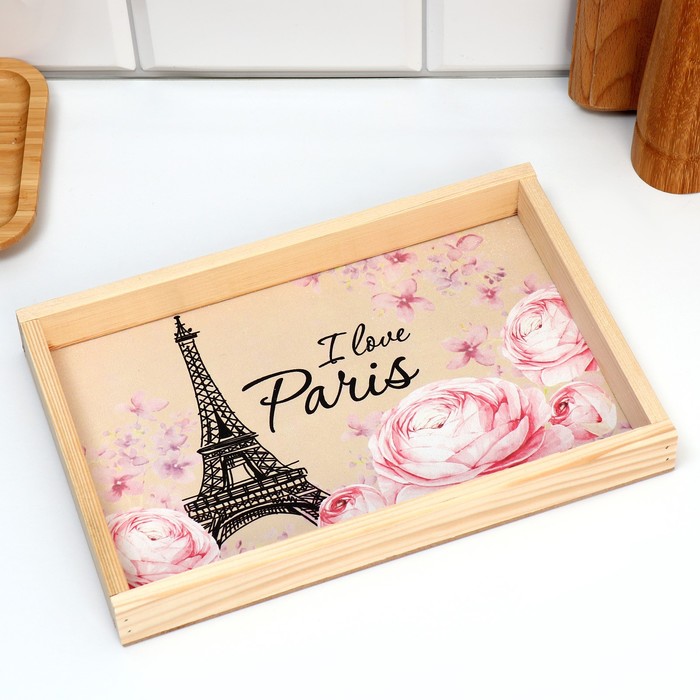 

Поднос деревянный для завтрака "Paris", МАССИВ, 30х20см
