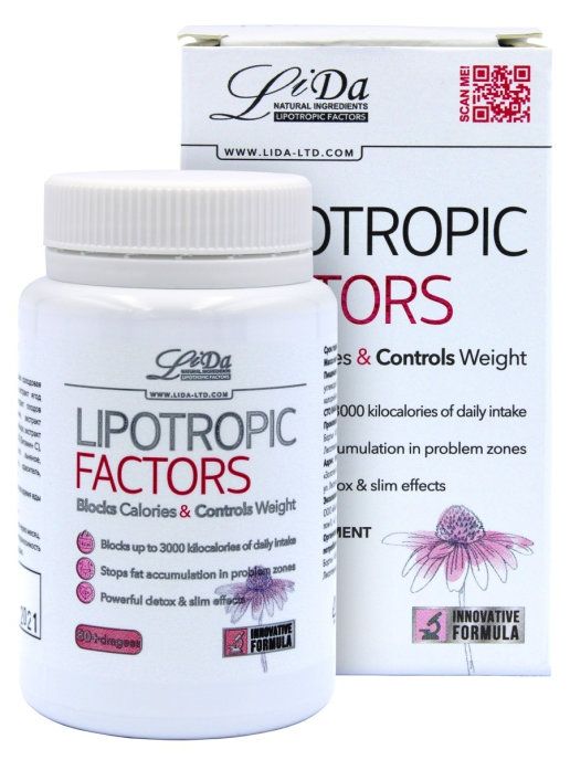 

Липотропный фактор LiDa ЛиДа LIPOTROPIC FACTORS Блокирует до 3000 ккал драже 80 шт., LIPOTROPIC FACTORS