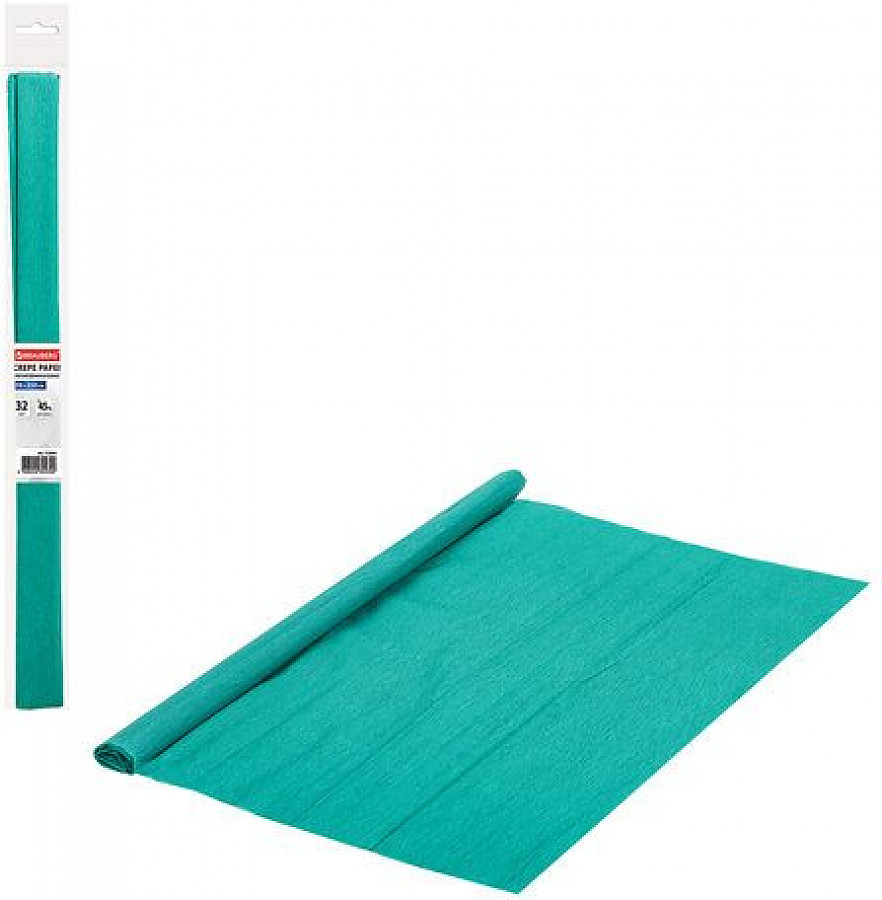 

Бумага гофрированная плотная Brauberg, 32 г/м2, изумруд, 50х250 см, в рулоне, 112524