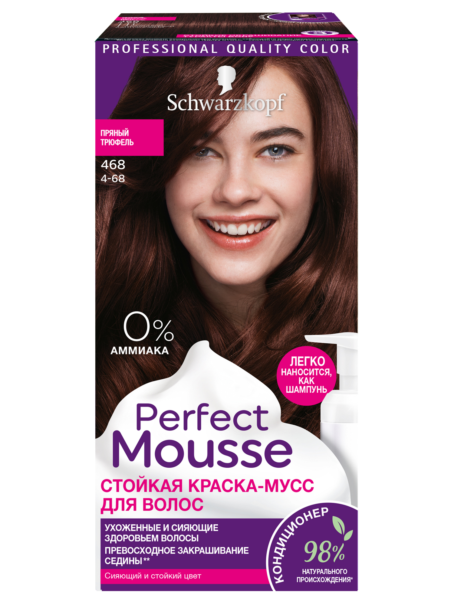 фото Стойкая краска-мусс perfect mousse для укладки волос, 468 92,5 мл schwarzkopf professional