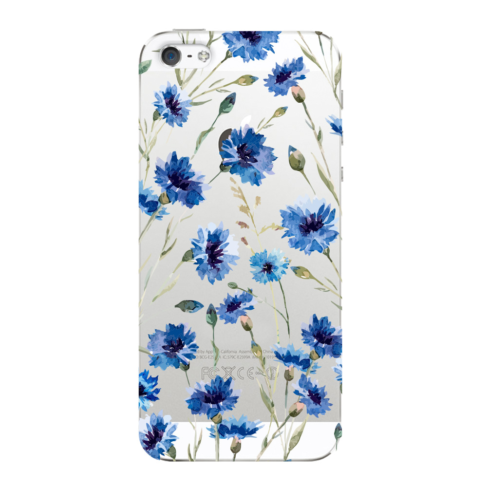 

Чехол Deppa Art Case Flowers васильки для Apple iPhone 5/5S + защитная пленка, Синий, Art Case