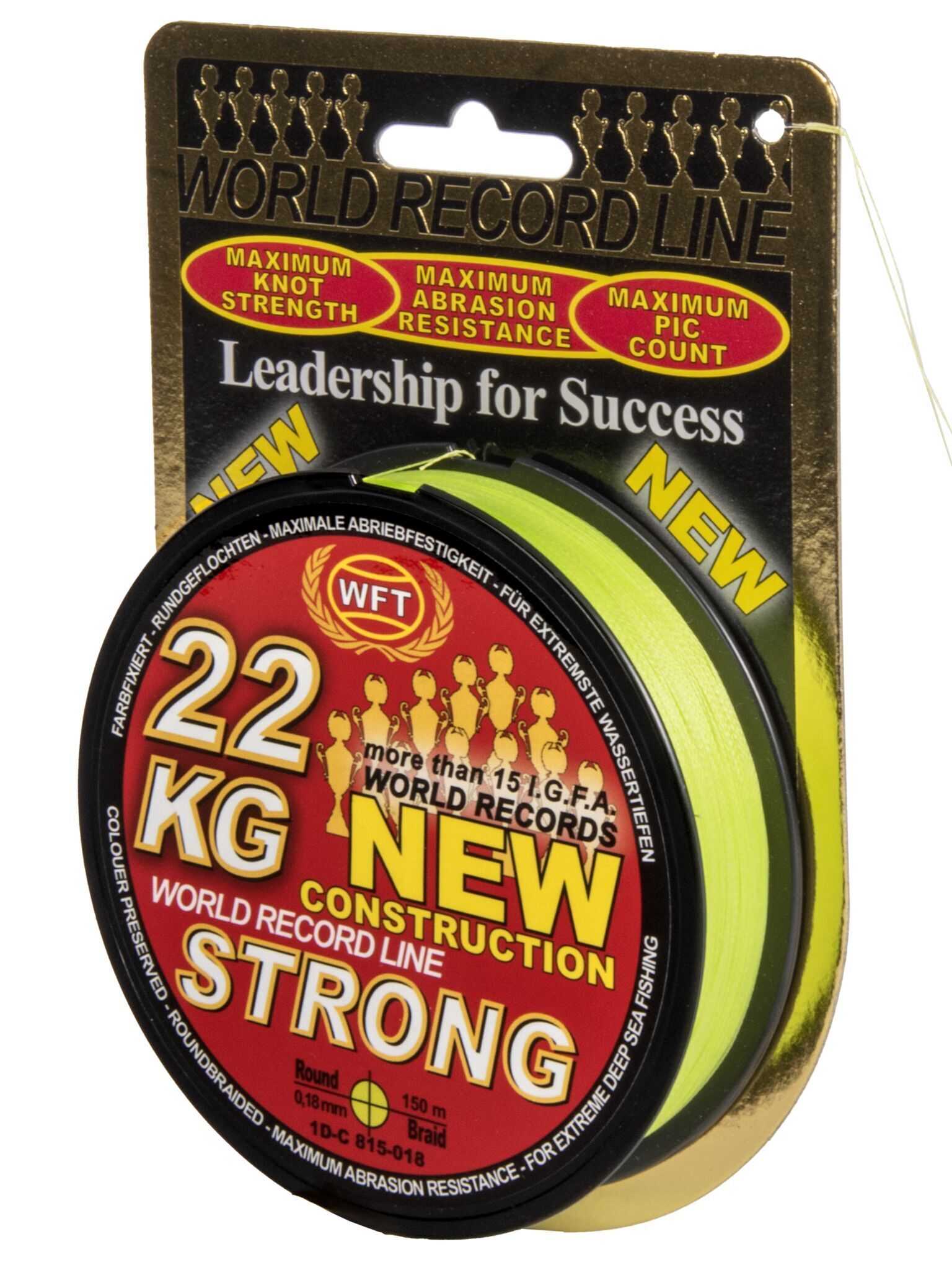 Рыболовная леска WFT Kg Strong 150 м, 0.18 мм Chartreuse