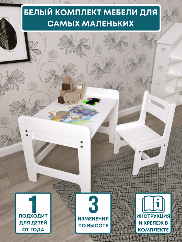 Комплект детской мебели PAPPADO Для самых маленьких белый