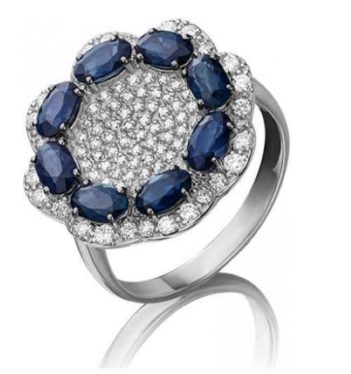

Кольцо из золота с сапфиром/бриллиантом р. 17,5 PLATINA jewelry 01-1328-00-105-1120-30, 01-1328-00-105-1120-30