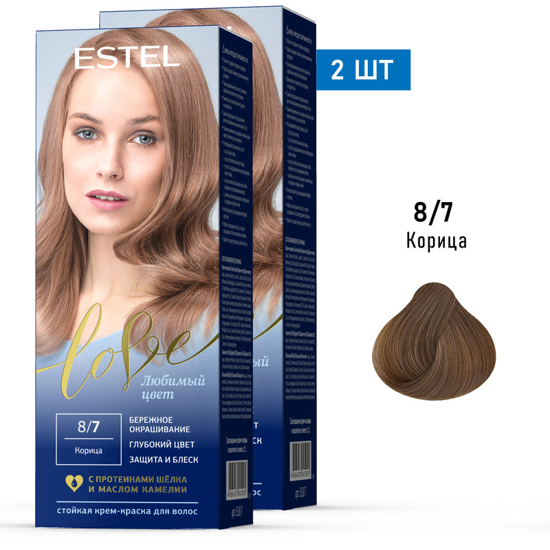 

Краска для волос ESTEL LOVE 8.7 корица 50мл 15мл 50мл 2 шт, Краска для волос