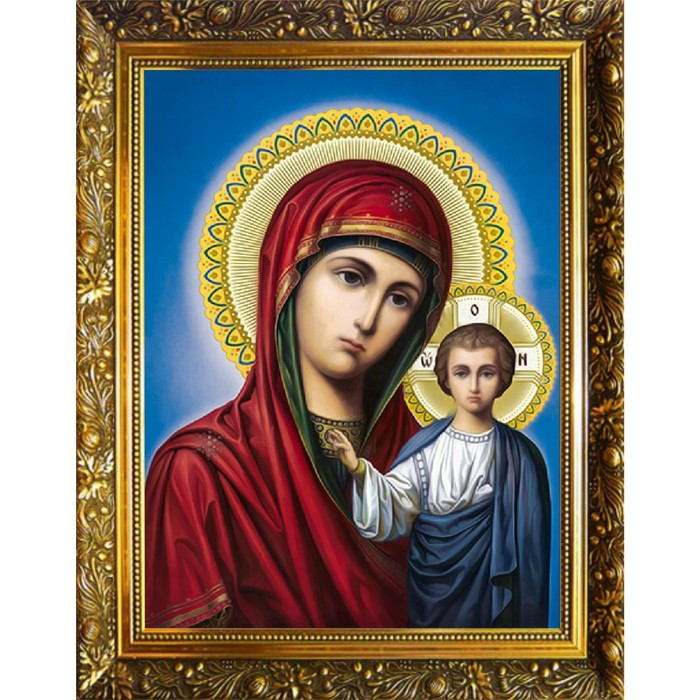 

Алмазная мозаика «Казанская икона Божьей Матери» 30 × 40 см + наклейка