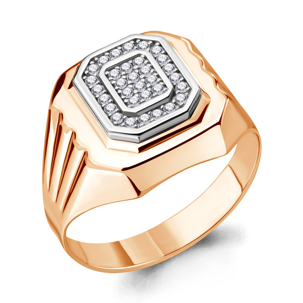 

Кольцо печатка из серебра с фианитом р. 20 Aquamarine 62084А_925_з, 62084А_925_з