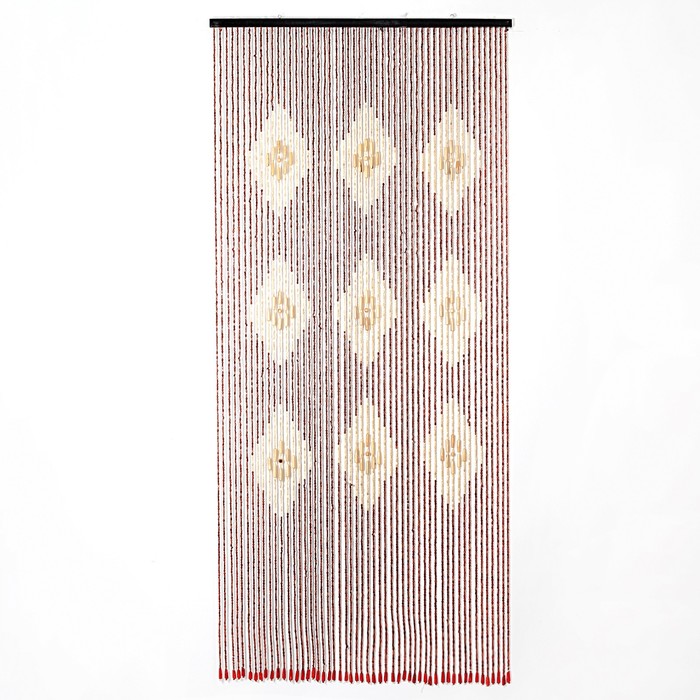 Занавеска декоративная деревянная, 90x190 см, 52 нити, цвет МИКС