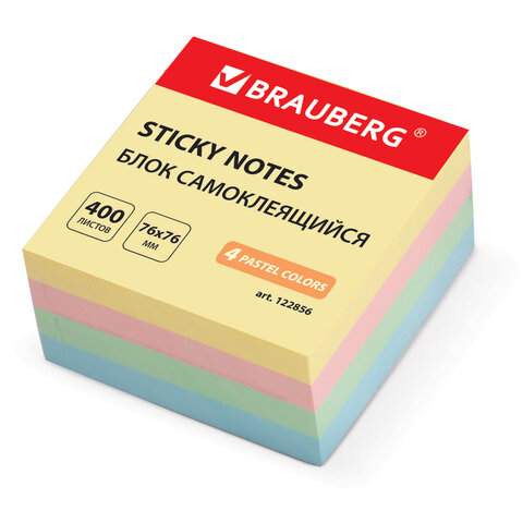 

Блок самоклеящийся (стикеры) Brauberg 122856, 400 листов, 3 штуки, Разноцветный