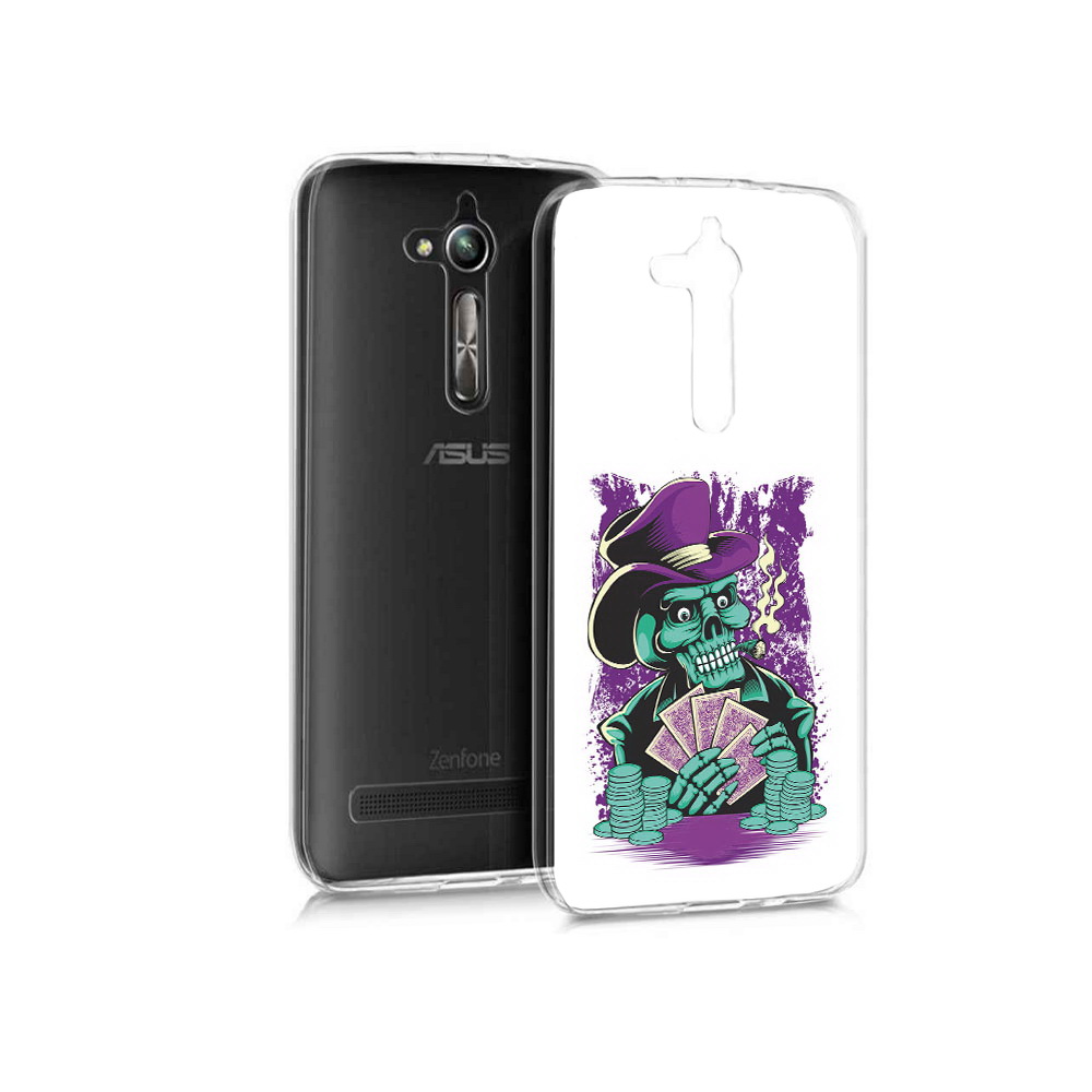 

Чехол MyPads Tocco для Asus ZenFone Go (ZB500KL) зеленый череп с картами, Прозрачный, Tocco