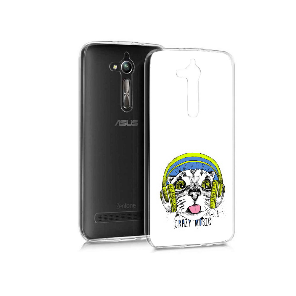Чехол MyPads Tocco для Asus ZenFone Go (ZB500KL) кошка в наушниках рисунок