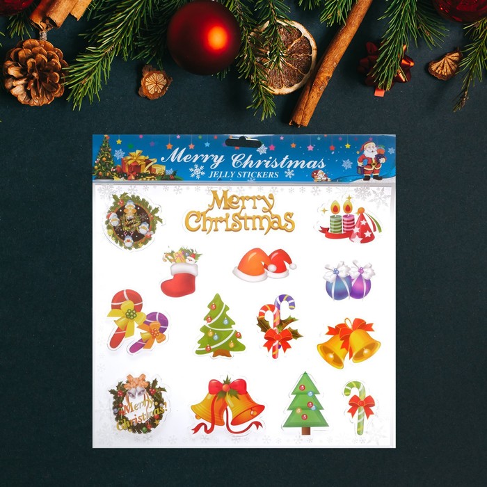 

Наклейки на окна "Merry Christmas" новогодняя атрибутика, 30 х 25 см, Разноцветный