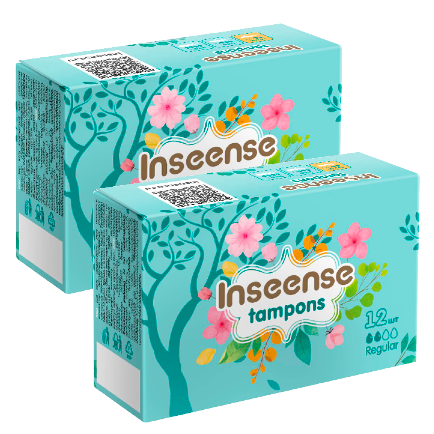 Тампоны Inseense Regular, 12 шт х 2 упаковки тампоны kotex нормал 3 капли 16 шт