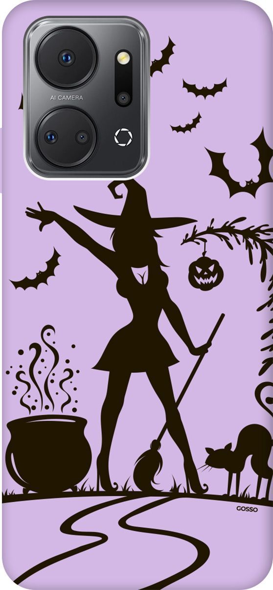 

Чехол на Honor X7a "Witch and Boiler" сиреневый, Фиолетовый;красный, 159400