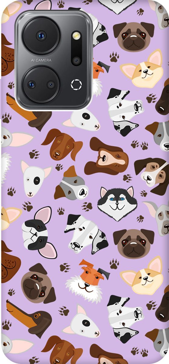 

Чехол на Honor X7a "Dogs Pattern" сиреневый, Фиолетовый;коричневый, 159400