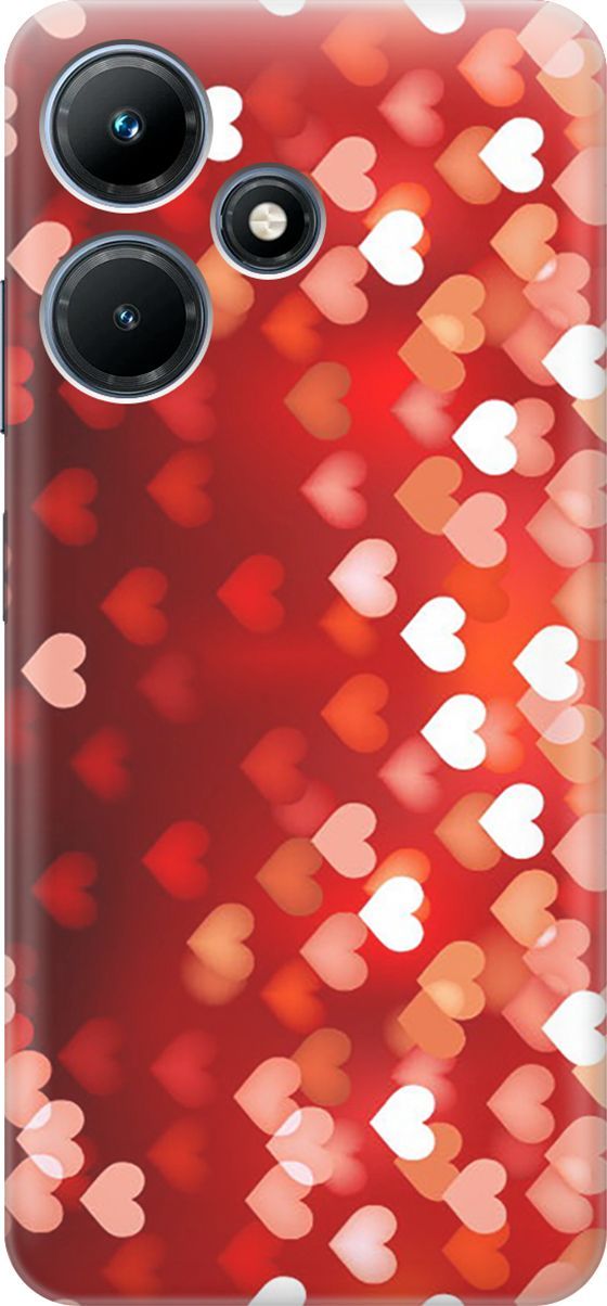 

Чехол на Infinix Hot 30i "Бокэ из красных сердечек", Красный, 159403